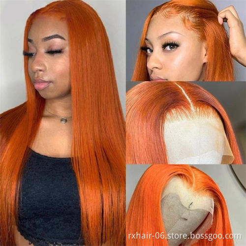 Drop Shipping Ginger Color Preplucked Human Hair Lace Front Wigs Orange #350 Color Wholesale Lace Wig